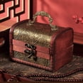 thumbnail image 3 of Mini joyero vintage de madera, cofre del tesoro pirata retro, pequeño cofre del tesoro decorativo europeo de cuero sintético con asa., 3 of 9