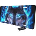 thumbnail image 3 of Wondertify License Plate Wolf with Blue Eys and Blue Fire Watching on Black Background Decorative Car Front License Plate,Vanity Tag,Metal Car Plate, Novelty License Plate,6 X 12 Inch, 3 of 13
