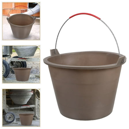 WASHWEPE Water Buckets Cement Mixing Bucket PP Dark Brown 1Pcs for Construction Site