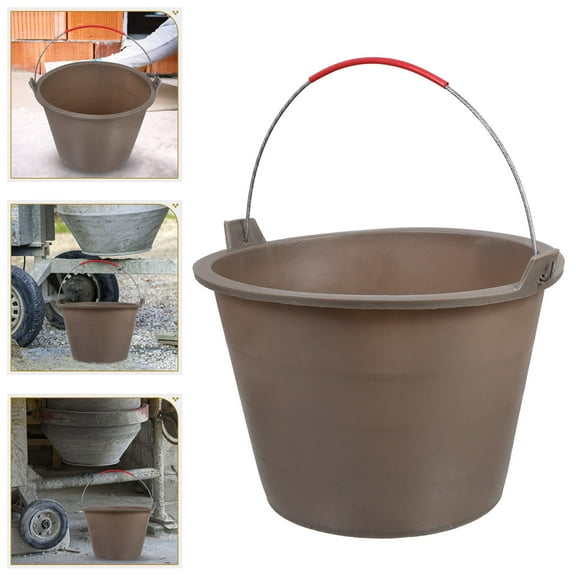 WASHWEPE Water Buckets Cement Mixing Bucket PP Dark Brown 1Pcs for Construction Site