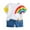 White, variant on Mercatoo Toddler Kids Baby Boy 𝐂artoon Rainbow Print T-Shirt Jeans Denim Shorts Outfits Baby Boy 𝐆ift Basket