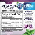 thumbnail image 2 of Vitamin D with K2 (MK-7) - Vitamin D3 5000IU (125mcg) Per Serving - D3K2 Complex Supplement for Bone, Teeth, Muscle, Calcium Absorption, Immune Support & Heart Health - Bottled in USA - 240 Softgels, 2 of 9