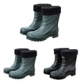 thumbnail image 4 of NOKIO Warm And Waterproof Men'S Short Boots Men's Spring Summer Autumn And Winter Mid Tube Plus Velvet Removable And Washable Outdoor Fashion Work Fishing Car Wash Kitchen Non Slip Warm Rain Boots, 4 of 5