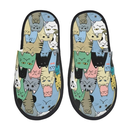 

Pofeuu Different Cats Print EVA Fuzzy House super light Slippers Slippers Scuff Outdoor Indoor Warm Cozy Plush Bedroom Shoes Soft Flat Comfy Anti-Slip-Large