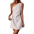 thumbnail image 1 of Lucakuins Mini vestido de verano para mujer, casual, un hombro, sin mangas, color sólido, vestido ajustado Lucakuins moda, 1 of 5