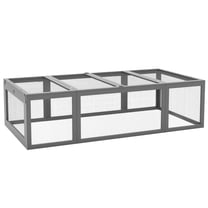 Rabbit Hutch, Large Wooden Bunny Cage Outdoor, Small Animal Enclosure with Run & Lockable Doors - Gray