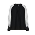 thumbnail image 6 of yillto Womens Tops Dressy Casual Pleated Crew Neck Mesh Long Sleeve Shirts Office Work Chiffon Blouses, 6 of 6