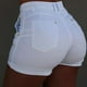 thumbnail image 3 of Pantalones cortos de mezclilla para mujer Pantalones cortos ajustados Pantalones calientes de cintura alta Elástico lavado, Blanco, M Kearding AP1049-02B, 3 of 7