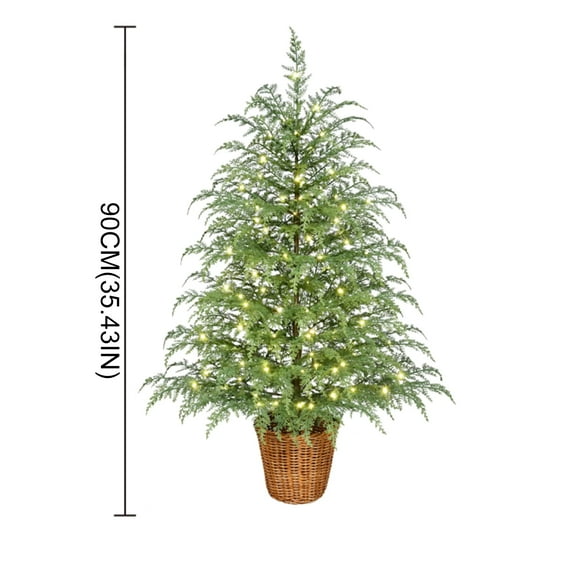 Jollup Artificial Christmas Tree Pre-Lit Green Christmas Potted Tree