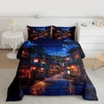 thumbnail image 3 of Feelyou Ancient Japanese House Bedding Comforter Set, Dreamy Streetscape Twin Comforter Sets, Retro Tokyo Theme Reversible Bedding Set, Breathable Home Decor, 2pcs, 3 of 9