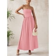 thumbnail image 3 of Vestido largo PRETTYGARDEN para mujer, verano, sin tirantes, línea A, rosa, 3 of 7