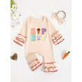 thumbnail image 3 of aturustex Toddler Girls Easter Jumpsuits 0 3M 6M 12M 18M Infant Baby Ruffled Long Sleeve Rompers Bunny/Letter Embroidery Bodysuits Pants Crewneck Jumply Spring Fall Clothes for Holiday Party, 3 of 6