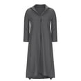 thumbnail image 5 of Ayolanni Gray Women Dresses Plus Ankle-Length Baggy Solid Long Sleeve Tent Shirt Dresses Girls Holiday Dresses S, 5 of 7