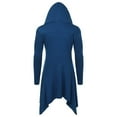 thumbnail image 6 of Wyobmus Mens Long Hooded Cardigan Ruffle Shawl Collar Open Front Lightweight Long Sleeve Drape Cape Overcoat Robe with Pockets Blue, 6 of 6