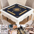 thumbnail image 6 of Navy Gold Mahjong Motif Oriental Mahjong Mat 31.5x31.5 Inch | Non-Slip And Noise Reduction Mah Jong Table Mat Cover with Carrying Bag For Mahjong Lovers, Poker, Board Games And Dominoes, 6 of 7