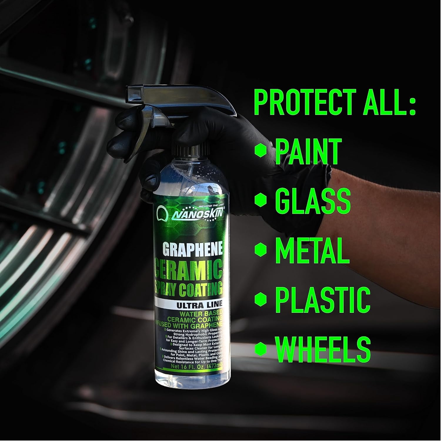 Nanoskin GRAPHENE Ceramic Spray Coating 30 Gallons – Water Based Super Hydrophobic Spray Substitutes Car Waxes, Paint Sealant, Top Coat Polymer | Apply after Car Wash, Clay Bar, Car Polisher Buffer