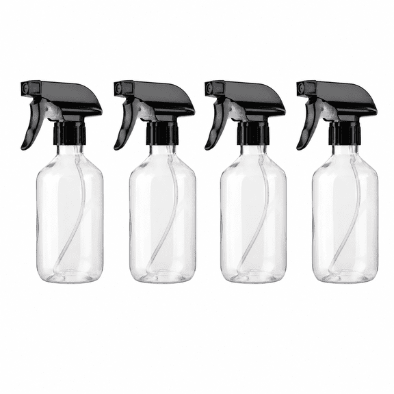 Spray Bottles, 4 Pack 16.9 oz Transparent Plastic Refillable Bottles for Cleaning, Plant, Hair & Household Use