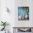 thumbnail image 3 of Nawypu Bathroom Blue Ocean Picture Nursery Canvas Wall Art Palm Tree Coastal Conch Seashell Painting Starfish Modern Artwork Framed for Bedroom Living Room Home Office Wall Decor, 3 of 4