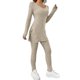 thumbnail image 1 of 2025 Conjuntos de dos piezas para mujer: camiseta de manga larga con cuello en V y bajo con abertura y pantalones de chándal de cintura alta, poliéster/spandex, estilo versátil (S-XXL), 1 of 7