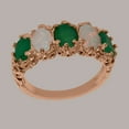 thumbnail image 3 of LBG British Made 18k Rose Gold Natural Emerald & Opal Womens Eternity Ring - 33 size options - Size 11.75, 3 of 8