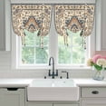 thumbnail image 5 of Vintage Ethnic Floral Tie Up Curtain 54 Inches Long, Retro Brown Classical Bohemian Style Balloon Style Kitchen Window Curtain Over Sink, Small Window Rod Pocket Curtain 42"x54", 5 of 9