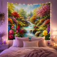 thumbnail image 2 of Vibrant Waterfall in a Lush Garden with Blooming Peonies, Serene Impressionist for Nature Lovers, Botanical Wall Art Decor, Housewarming Gift, Tapestry Wall Hanging for Living Room and Bedroom, 2 of 7