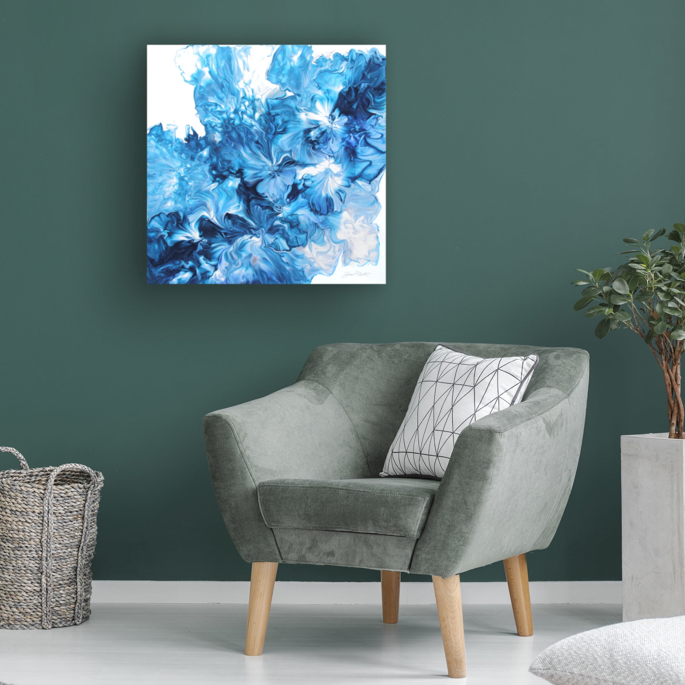 Canvas Wall Art - Jean Plout 'Abstract Pouring O' Wall Art for Living Room, Bedroom, or Office Décor by Trademark Fine Art - 18 x 18 Inches