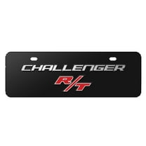 Dodge Challenger R/T 3D Logo 12" x 4.25" European Look Black Half-Size Stainless Steel License Plate