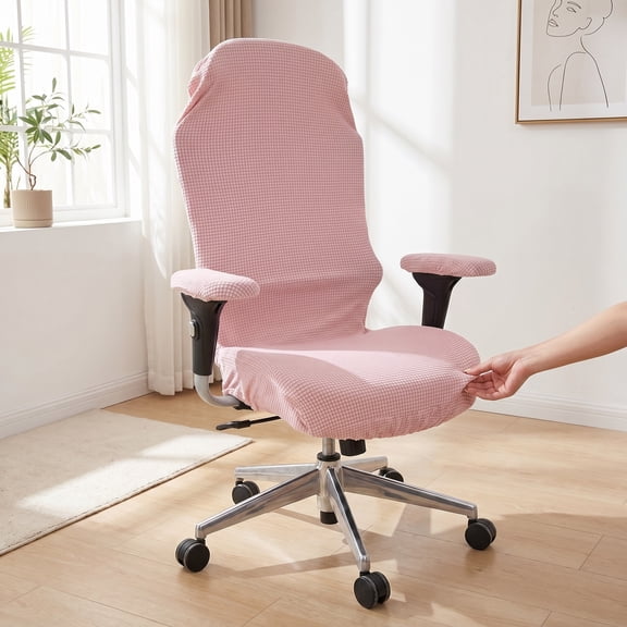 LOLIPPYY Elastic Pink Office Chair Cover with Armrest Sleeve for Universal Fit 1Set