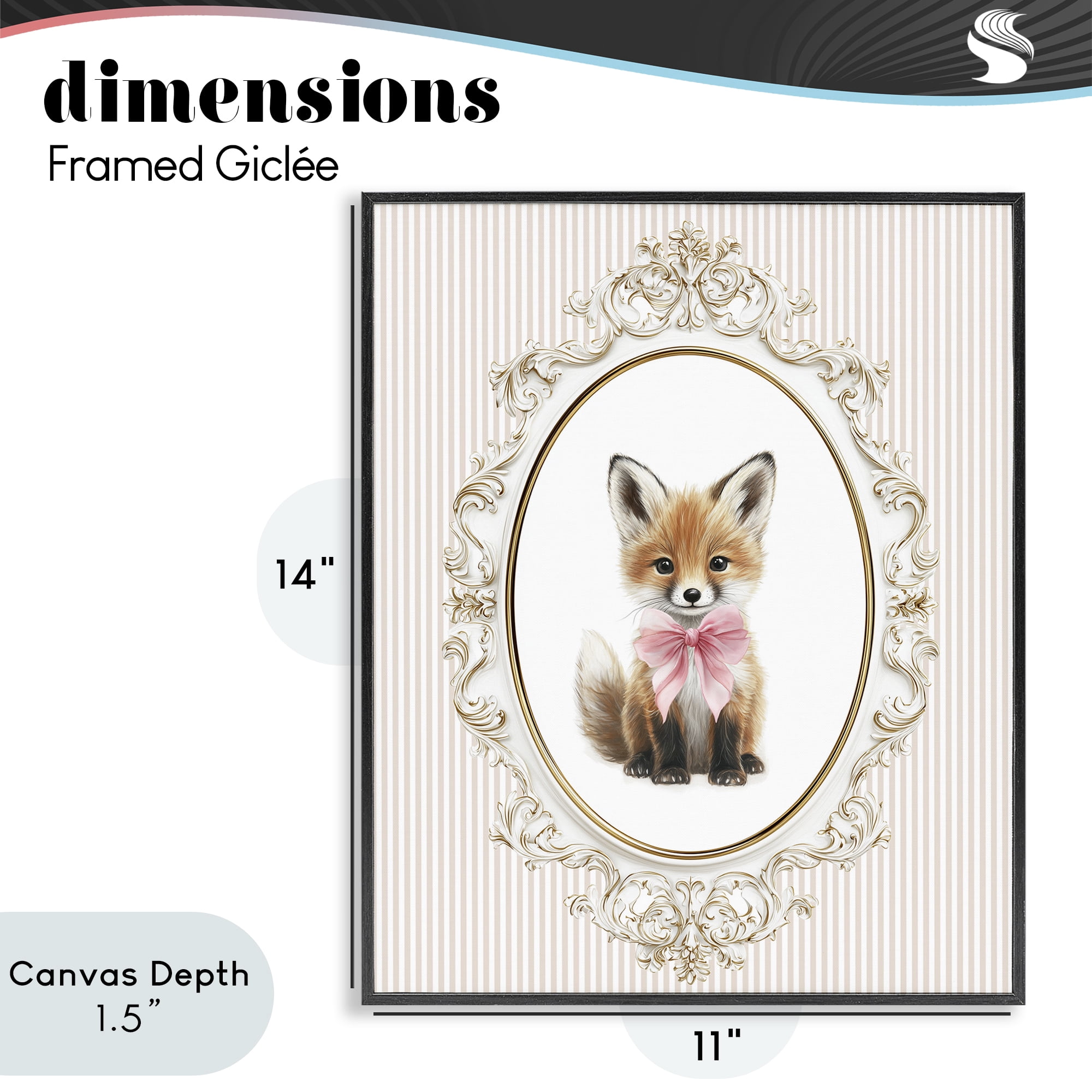 Stupell Industries Vintage Baby Fox Black Framed Giclee Art, design by Christine Simpson Art