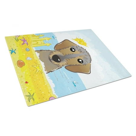 

Caroline s Treasures Wirehaired Dachshund Summer Beach Glass Cutting Board Large