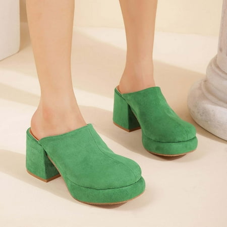 

Women s Fashion Casual Slippers Comfortable Walking Shoe Chunky Heel Round-Toe Sandals