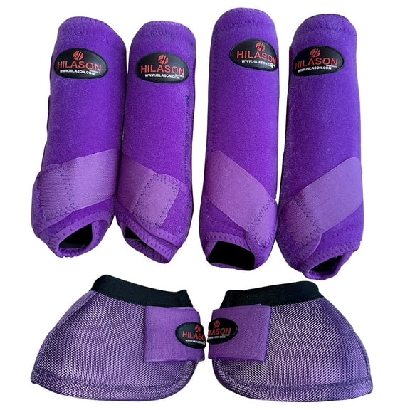 L Hilason Horse Medicine No Turn Bell Boots Sports Front Rear Hind Leg Protective