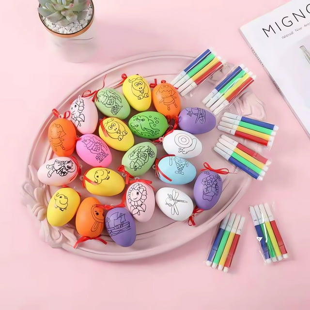 Xihbxyly Juego de Huevos de Pascua Diy, Suministros para Pintar, Decoraciones Festivas Artesanales, Diversión Creativa, Decoración Navideña, Actividad Familiar, Juego de 10 Piezas, Colores Vibrantes,