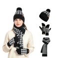 thumbnail image 2 of HNMKIU Knitted Scarf Hat Winter Warm Soft Textured Cold Weather Fashion Accessory Set Black - One Size, 2 of 4