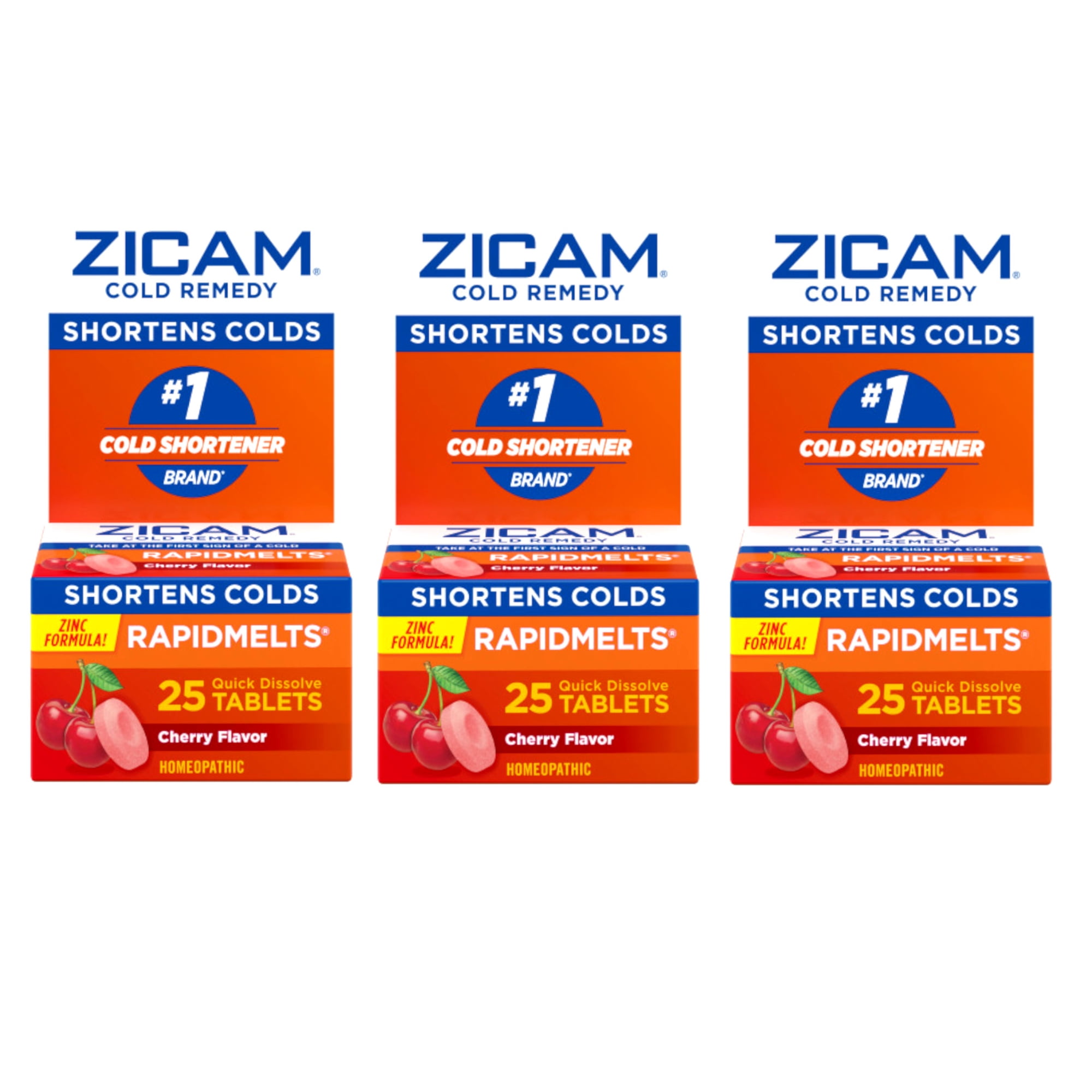 Zicam Cold Remedy RapidMelts, Cherry 25 ea (Pack of 3)