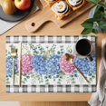 thumbnail image 2 of Blue Pink Hydrangea Placemats Set of 4, Eucalyptus Leaves Summer Botanical Plaid Placemats for Dining Table, Place Mats for Kitchen Tabletop, Waterproof Wipeable Dining Table Mats Set, 2 of 9