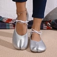 thumbnail image 2 of HXWCHs Women's Split toe Ballet Soft Sole On Walking Shoes for Daily Casual Wear Comfortable Round toe Design 5.5 Silver, 2 of 6