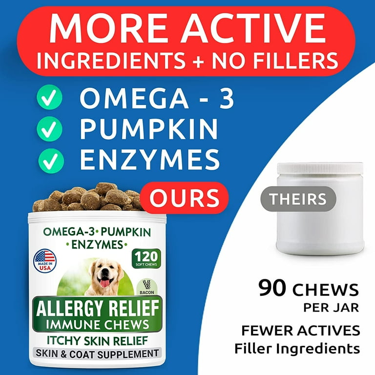 Allergy Relief Dog Treats Omega 3 Pumpkin Enzymes Itchy
