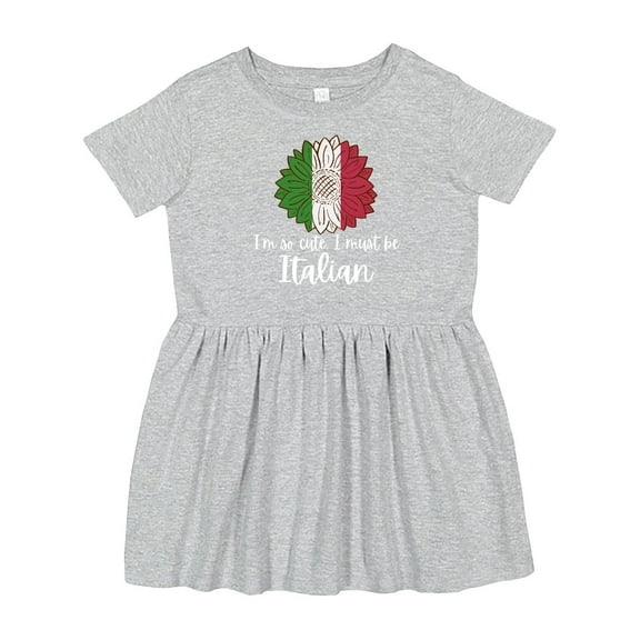 Inktastic I'm So Cute, I Must Be Italian Sunflower Italy Flag Girls Toddler Dress