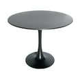 thumbnail image 4 of LeisureMod 5-Piece Dining Set with 35" Round MDF Top Table with Black Iron Base and 4 ABS Plastic Side Chair with Chrome Eiffel Design for Modern Home Bristol Collection in Transparent Red, 4 of 11