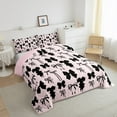 thumbnail image 4 of Manfei Girly Pink Ribbon Bedding Comforter Set for Kids, Kawaii Cartoon Bow-tie Twin Comforter Sets, Princess Bowknot Style Reversible Bedding Set, Luxury Bedroom Decor, 2pcs, 4 of 9