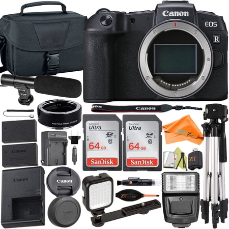 Canon EOS RP Mirrorless Camera (Body Only) with Mount Adapter + Microphone + 2 Pack 64GB + Case + ZeeTech Accessory (International Version)