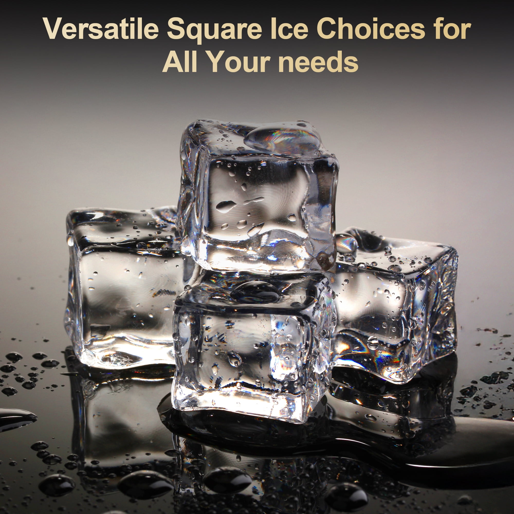 Sunvivi Clear Ice Maker for Home – Compact Countertop Ice Machine with 1.6" Square Ice Cubes, Self-Cleaning, LED Light & Timer, Portable Electric Ice Maker for Kitchen, Bar, RV, Black