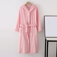 thumbnail image 2 of BLVB Women's Soft Plush Fleece Hooded Bathrobe, Full Length Long Warm Hooded Lounge Robe Housecoat with Pockets, 2 of 3