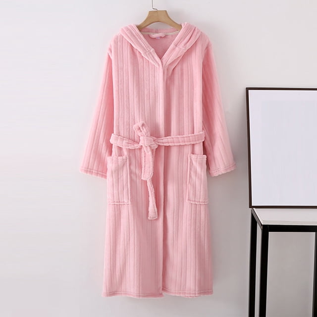 LSLJS Peignoir d'Hiver Chaud en Molleton pour Femmes, Long Peignoir en Peluche pour Femmes, Nuisette d'Hiver Douce, Pyjama Épaissi, Tenue de Nuit d'Hiver