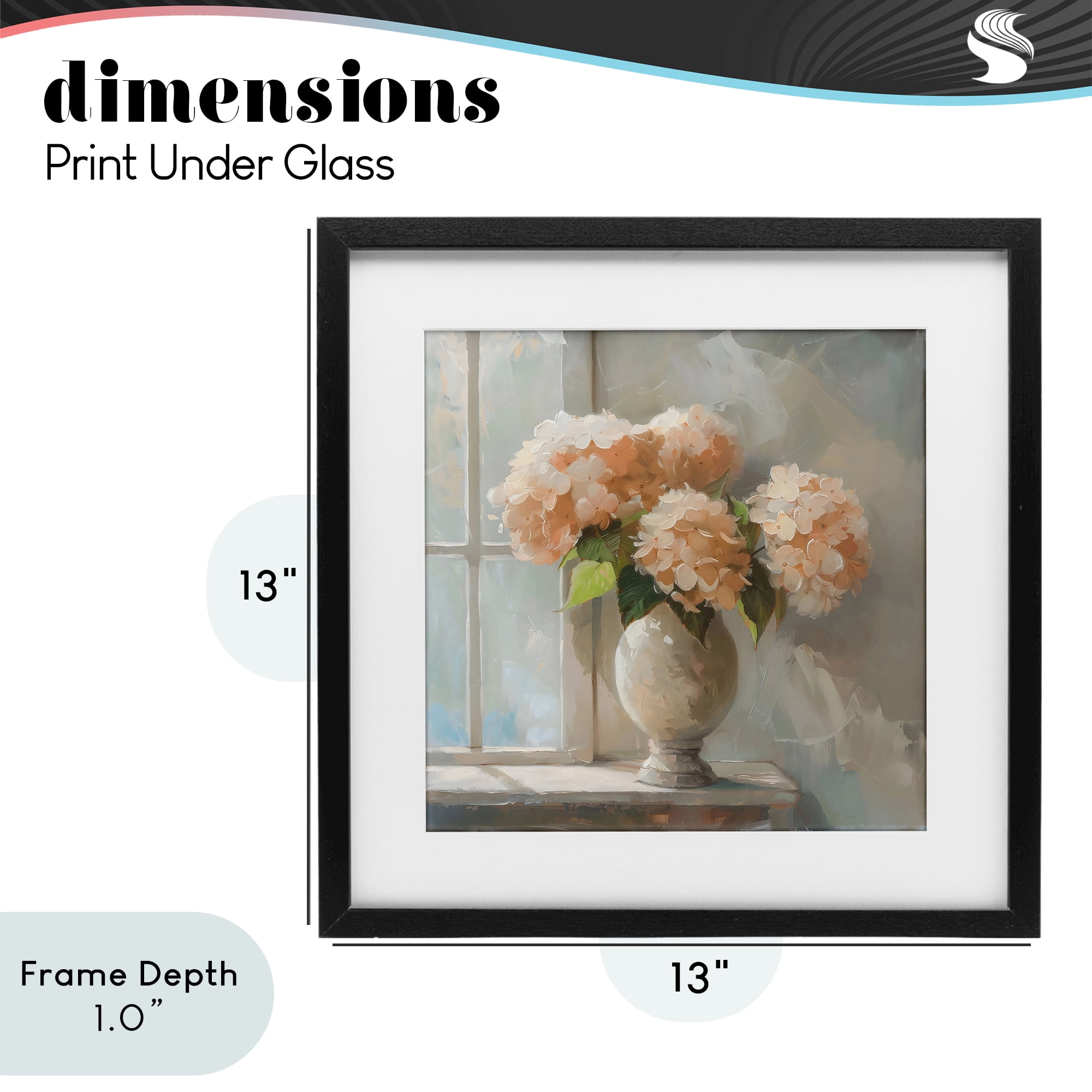 Stupell Industries Pink Hydrangea in Sunlit Vase Black Framed Print Under Glass, design by Creative Studio