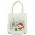 thumbnail image 1 of Christmas Tote Bag, Snowman in a Snowy Woodland Holiday Themed Arrangement Winter Season Print, Cloth Linen Reusable Bag for Shopping Books Beach and More, 16.5" X 14", Cream, by Ambesonne, 1 of 2