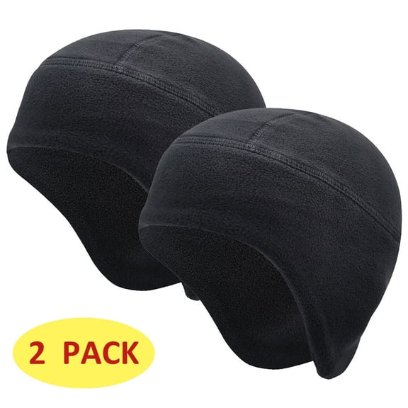 2 Pack Skull Caps for Men Women Beanie Hats Under Helmet Liner Black