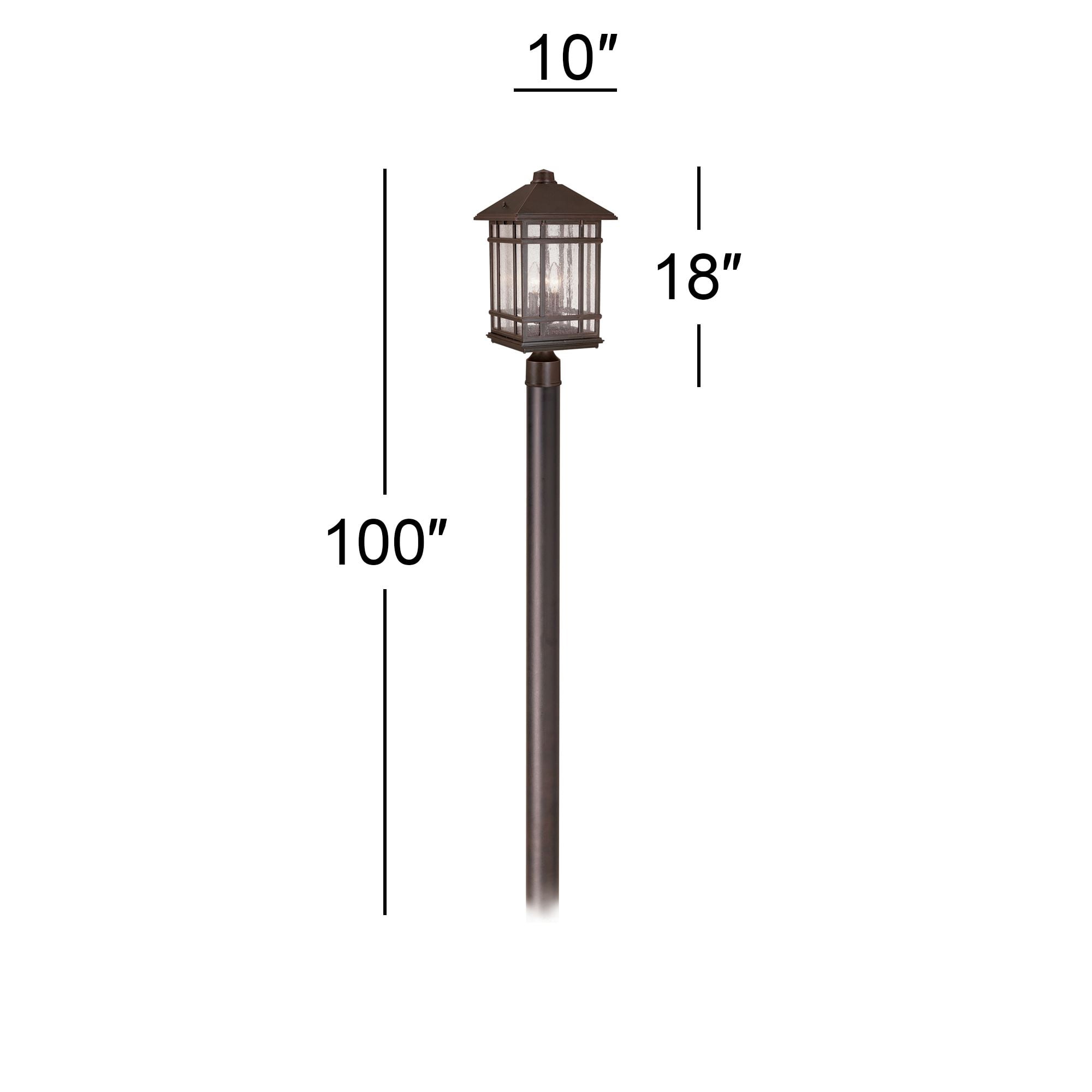 Kathy Ireland Sierra Craftsman Mission Outdoor Post Light Rubbed Bronze 102" Seeded Glass for Exterior Barn Deck House Porch Yard Patio Home Outside